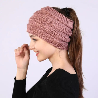 Winter Knitted Ponytail Beanie