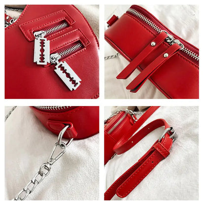 Charming Heart Blade Zipper Chain Crossbody Bag