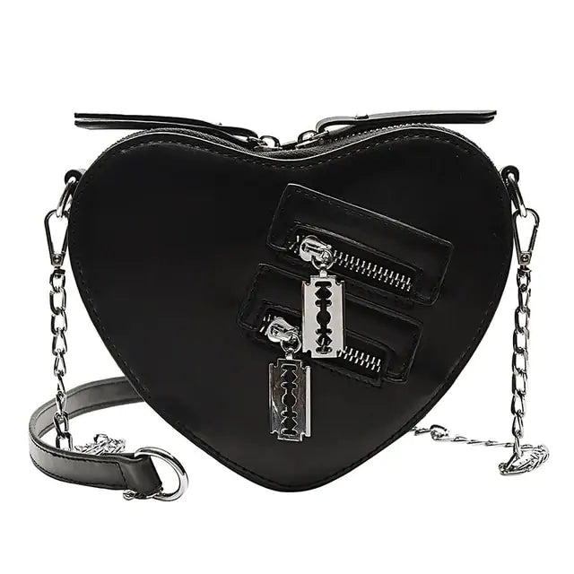 Charming Heart Blade Zipper Chain Crossbody Bag