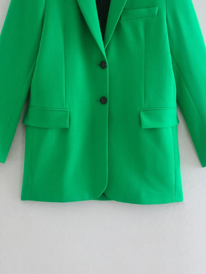 Valencia Green Straight Blazer Skirt