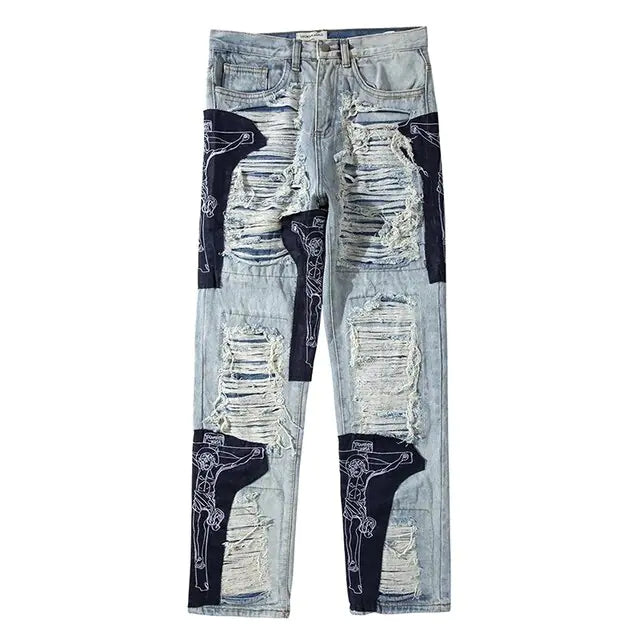 Raw Edge Tassel Jeans