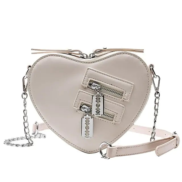 Charming Heart Blade Zipper Chain Crossbody Bag