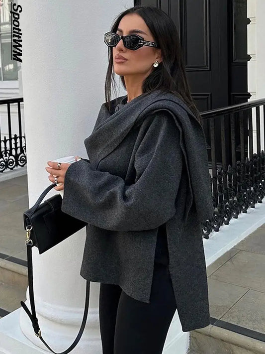 The Elegant Knitted Cape Coat