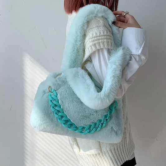 Cozy Fluffy Faux Fur Soft Shoulder Bag