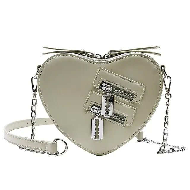 Charming Heart Blade Zipper Chain Crossbody Bag